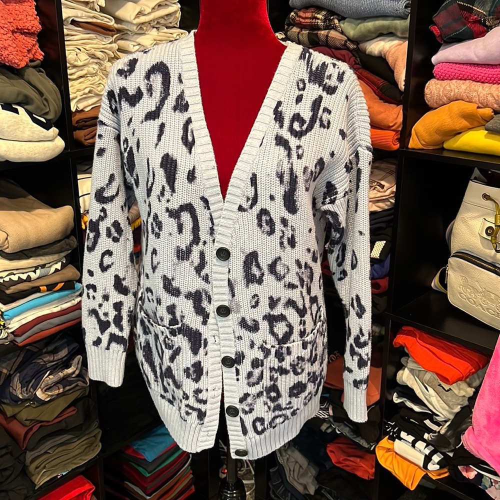 #169. 4/$50 Blue animal print cardigan